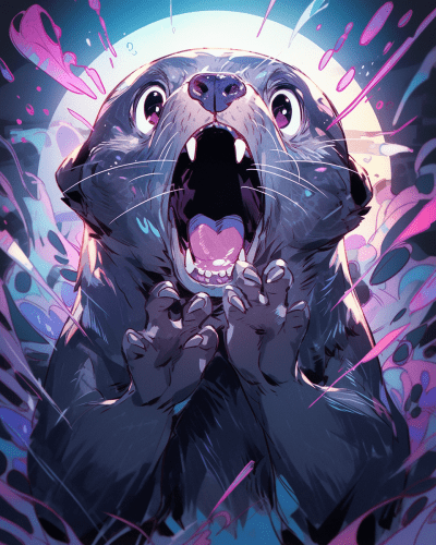 Spooky otter in a horror-themed eerie illustration