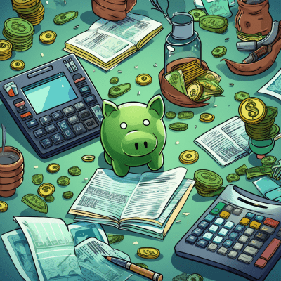 Playful and vibrant cartoon pattern of financial statements and investments