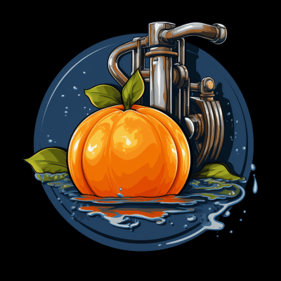 Modern minimalist tangerine and diesel pump logo illustration