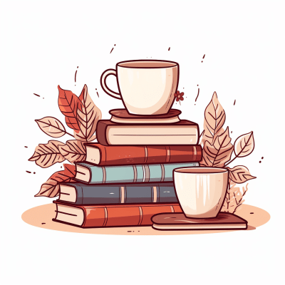 Cozy winter library line art perfect for reading and relaxation