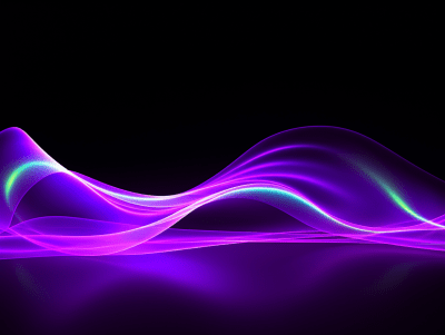 Vibrant violet and green neon lights on a white background
