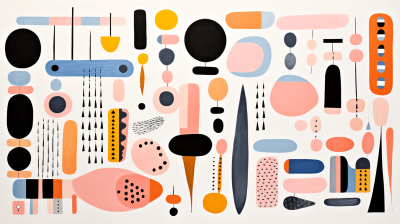 Modernist graphic shapes in pastel colors with a Jonas Wood style