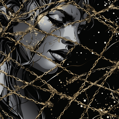 Edgy FANY Logo Inspired Background with Barbwire in Metallic Tones