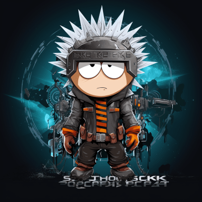 South Park characters reimagined as cyberpunk superheroes