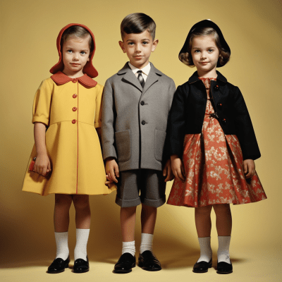 1960s kids fashion trends with vibrant colors and playful patterns