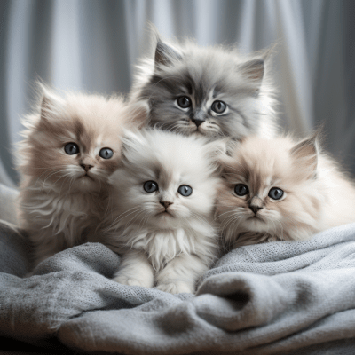 Adorable little kittens with soft fluffy fur in a heartwarming photo