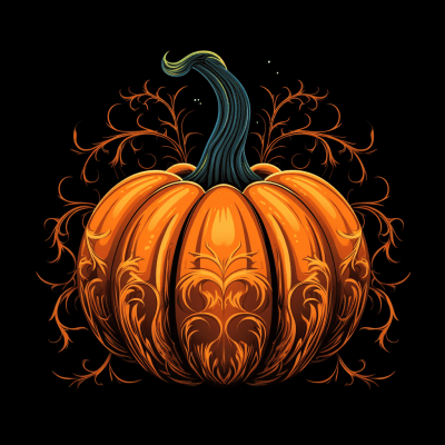 Minimalistic black and orange jack-o-lantern vector illustration