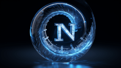 Photorealistic blue glass DNA-themed SPIRAL logo on black