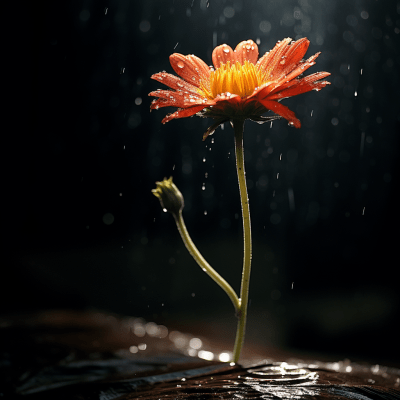 Raindrops on a flower symbolizing nourishment of thoughts and dreams
