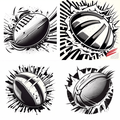 Monochrome vector illustration of American football ball in comic style