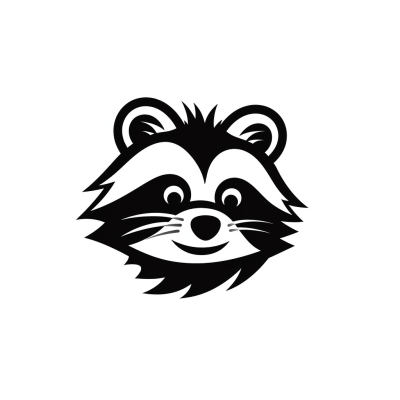 Minimalistic Black and White Raccoon Logo for RAbbid Raccoons