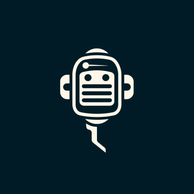 Modern AI podcast-themed business logo with robot and microphone