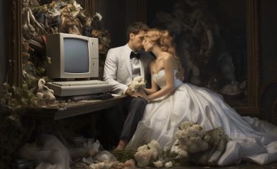 Surreal digital art of a redditor wedding their computer