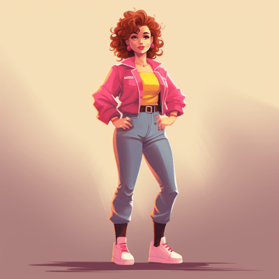80s style cute and funny full-body cartoon character