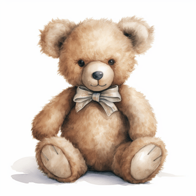 Cute cuddly teddy bear sitting on a white background
