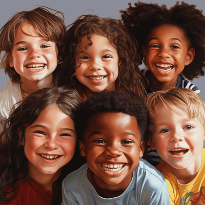 Joyful multi-ethnic children smiling together representing diversity