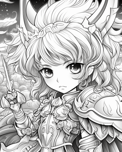 Chibi Anime Characters on Kids’ Fantasy Coloring Page