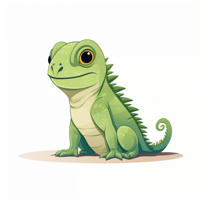 Artistic illustration of a cute iguana against a white background