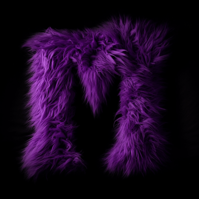 Furry purple letter M with style variations on black background