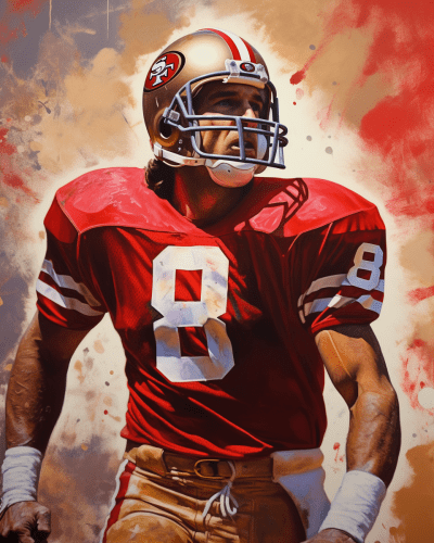 Vibrant color splash painting of 49ers jersey number 87