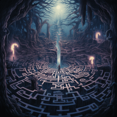 Intricate labyrinth puzzle with dynamic and varied design