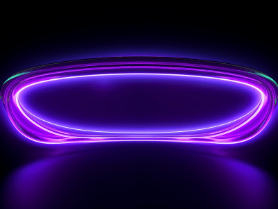 Vibrant violet and green neon lights on a white background