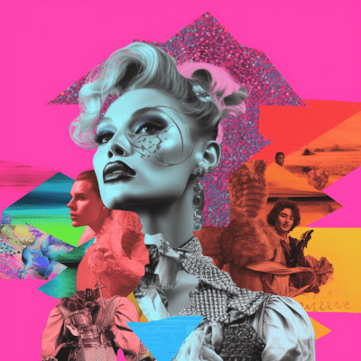 Energetic LGBT-themed collage celebrating inclusivity and diversity