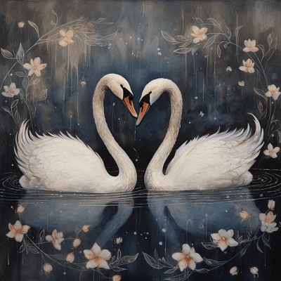 Artistic swan print with bold colors by Lucy Campbell