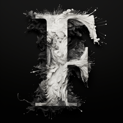 Artistic black and white poster with stylized letter H by Thomas Kurppa