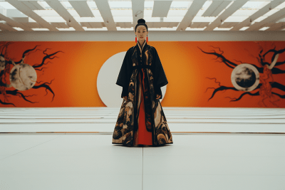 Japanese war goddess by Ai Weiwei in a Bauhaus museum on Kodak film