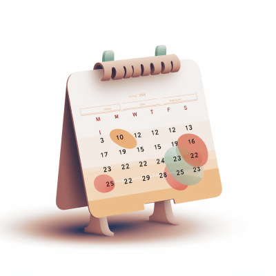 Minimalist style calendar illustration with muted colors on white