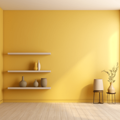 Elegant pastel yellow wall with chiaroscuro for product background