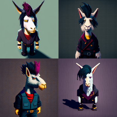 Pixel art punk goth llama with hair over face in SNES style