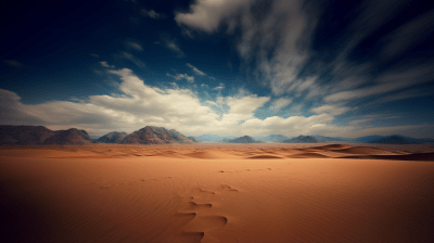 High-resolution wide-angle photo of a vast desert landscape