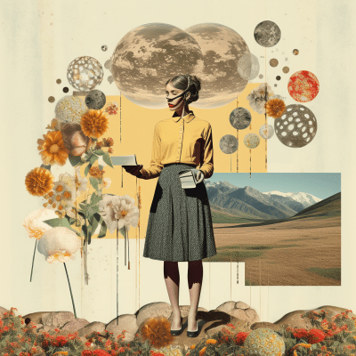 Vintage surrealistic collage by Andreas on a white background
