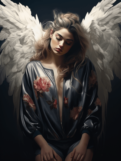 Digital illustration of angel wings with a relaxed and stealthy vibe
