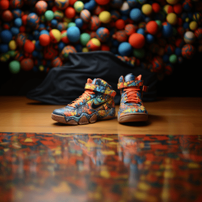 Artsy pointillism style image of basketball shoes