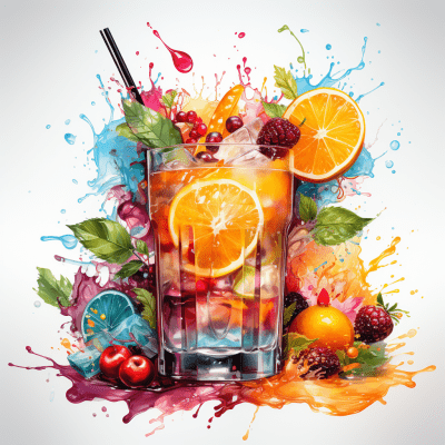 Colorful cocktail illustration on white background for wallpaper