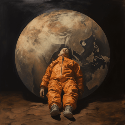 Artistic Earth painting from space with Borremans-style colors
