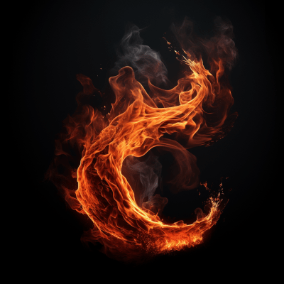 Mesmerizing S-shaped magic fire illustration on dark background