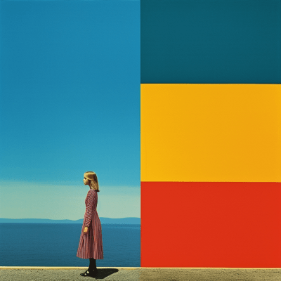 Vibrant minimalist vintage album cover with bright colors