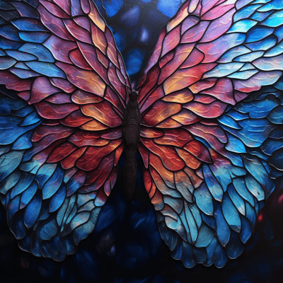 Vibrant pearlescent butterfly wings in motion exuding ethereal beauty