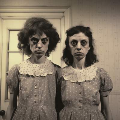 Intense portrait photograph of unsettling women evoking horror