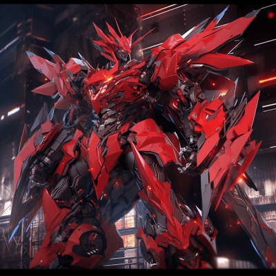 Mechanical God Beast Battle Armor Illustration with Digimon