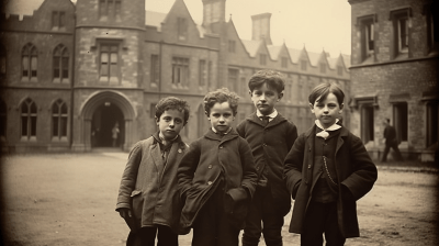 Late 19th Century Irish Schoolboys at Clongowes College in Action