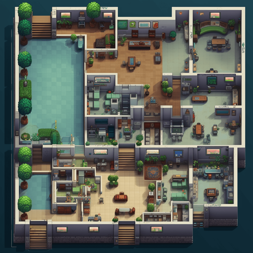 Pixel art business building map in Undertale style with four levels -  Snipstock - Free cutout images in PNG and PSD formats