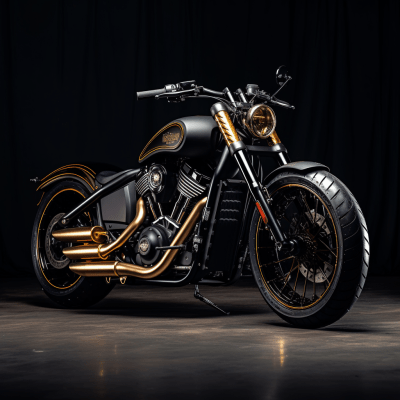 Retro Bobber Motorcycle with Gold Leaf Accents Inspired by Indian Pop Culture