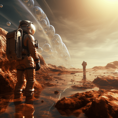 Humans exploring Mars and encountering mysterious alien organisms