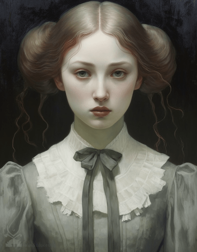 Hauntingly beautiful primitivist gothic painting with mori kei vibes