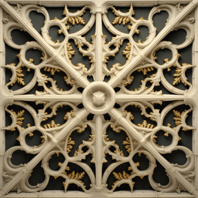 Grayscale architectural detail with radial symmetry and depth